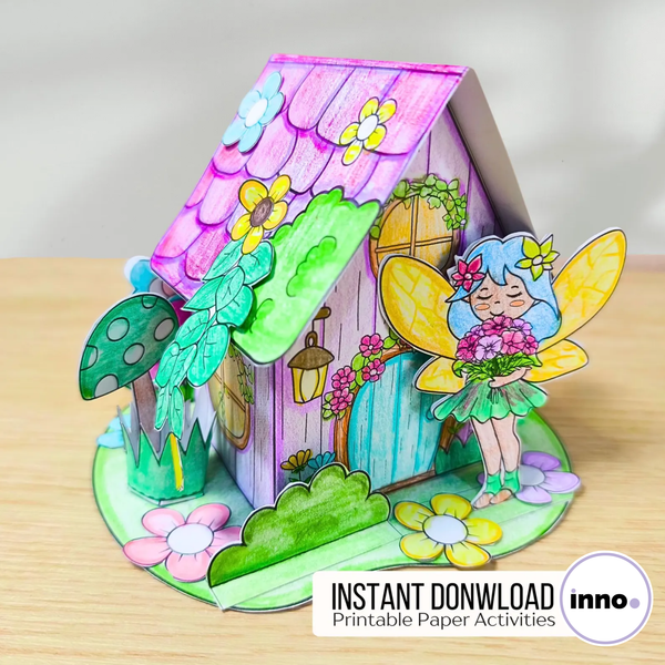 Fairy Paper House Template – DIY Printable Craft, Montessori Paper Craft