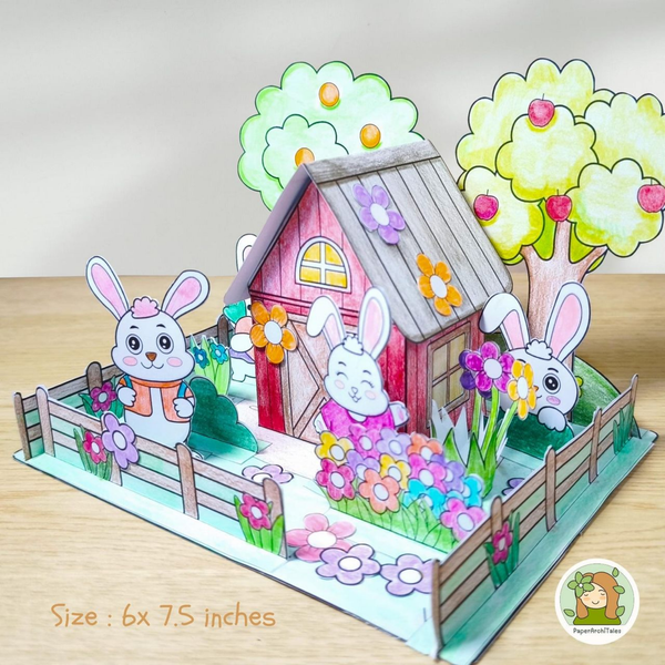 DIY Bunny House Template – Craft & Color Your Own 3D Bunny Village!