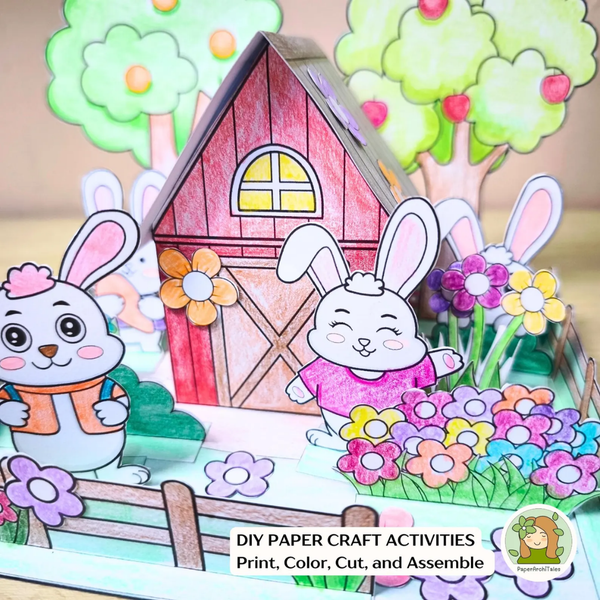 DIY Bunny House Template – Craft & Color Your Own 3D Bunny Village!