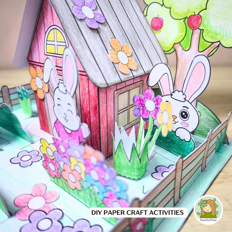 DIY Bunny House Template – Craft & Color Your Own 3D Bunny Village!