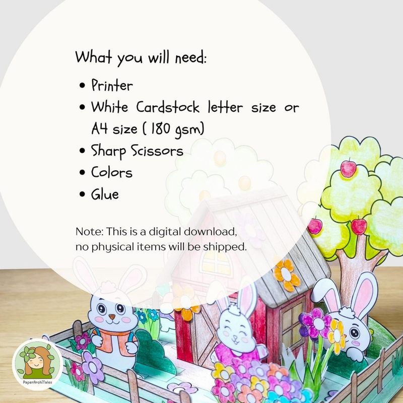 DIY Bunny House Template – Craft & Color Your Own 3D Bunny Village!